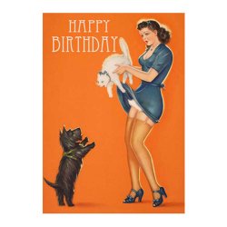 Födelsedagskort dubbelt Cat And a Dog