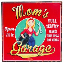 Väggdekoration Metall Moms Garage 40x40cm
