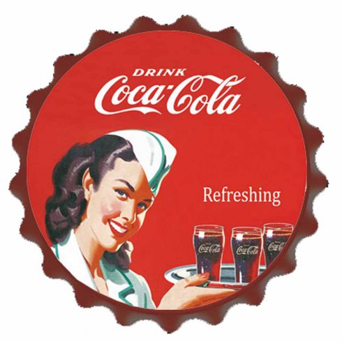 Coca Cola Metallskylt med kedja - Serving