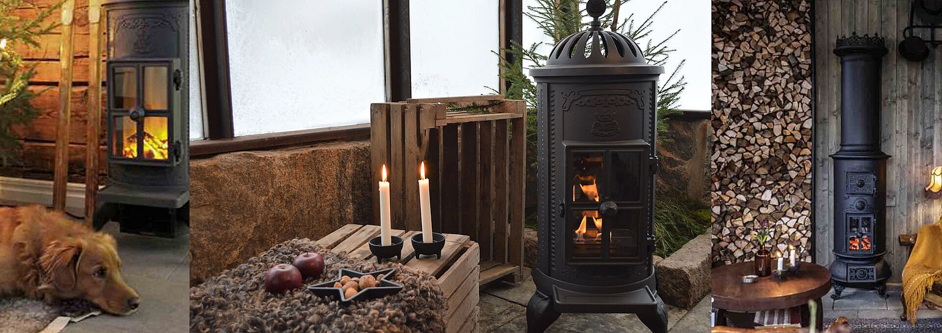  Mys in hösten med en skorstensfri kamin...