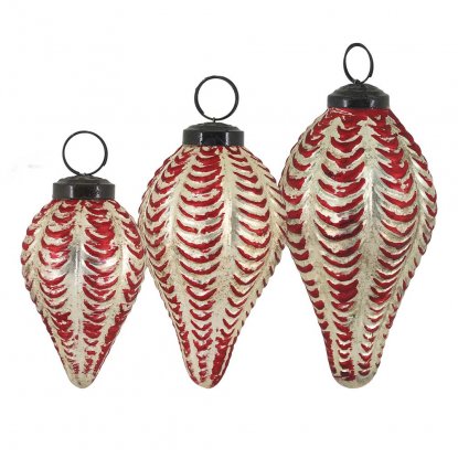 Julgranskulor Kotteformade 3 set Cherry champagne