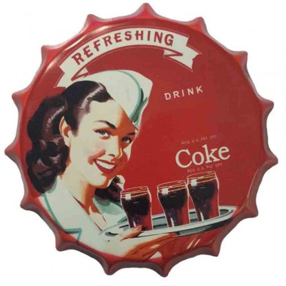 Coca Cola Metallskylt med kedja - Serving