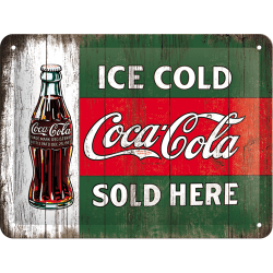 Skylt coca cola ice cold bottle 15x20 cm