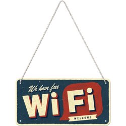 Plåtskylt med hänge Free Wifi