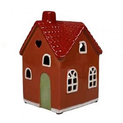 Keramikhus rött för värmeljus 15 cm