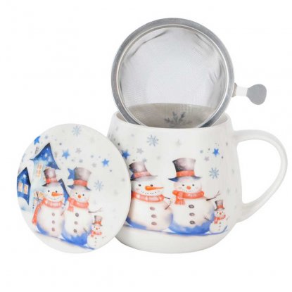 Julmugg med tesil & lock Snögubbar