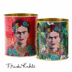 Kruka / plåtburk Frida Kahlo 2 pack röd/gul