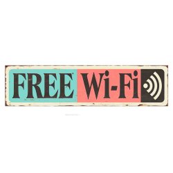 Metallskylt Free Wifi 40x10cm