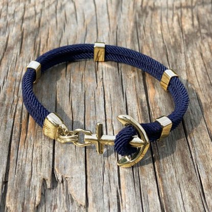 Marint Armband - New Haven Mörkblå Guldplätterad 20,3 cm
