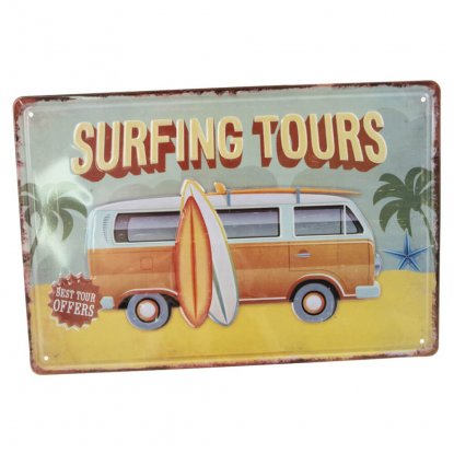 Plåtskylt Surfing Tours... 20x30cm