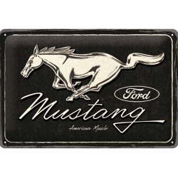 Plåtskylt Ford Mustang Horse logo black 20x30cm
