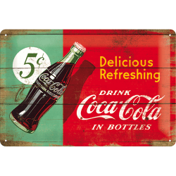 Coca cola 1950 beverage skylt 20x30cm