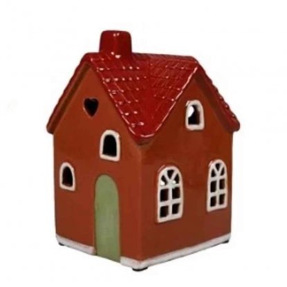 Keramikhus rött för värmeljus 15 cm