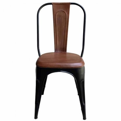 Matstol Living med hög rygg Svart med läder Trademark Living