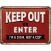 Plåtskylt Keep out or enter 15x20 cm