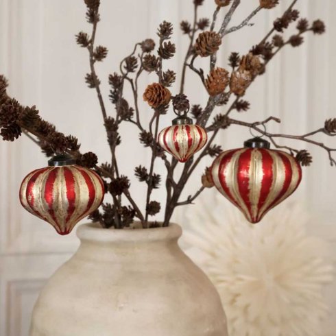 Julgranskulor droppformade 3 set Cherry champagne