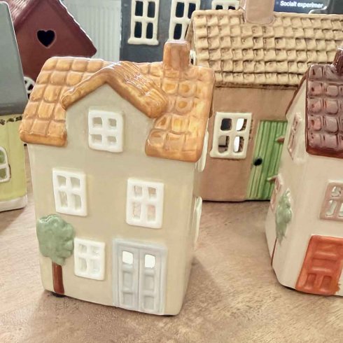 Keramikhus beige för värmeljus 11,7 cm