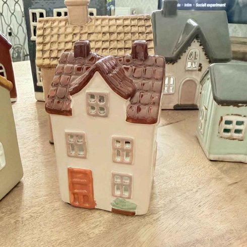 Keramikhus Rosa för värmeljus 11,8 cm