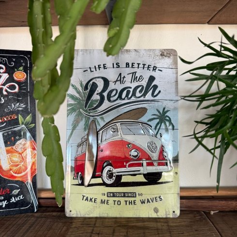VW Bulli beach skylt 20x30cm
