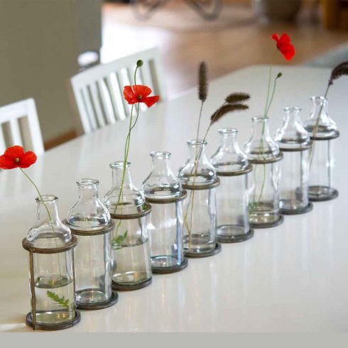 Flaskor med ställning Antik Mässing