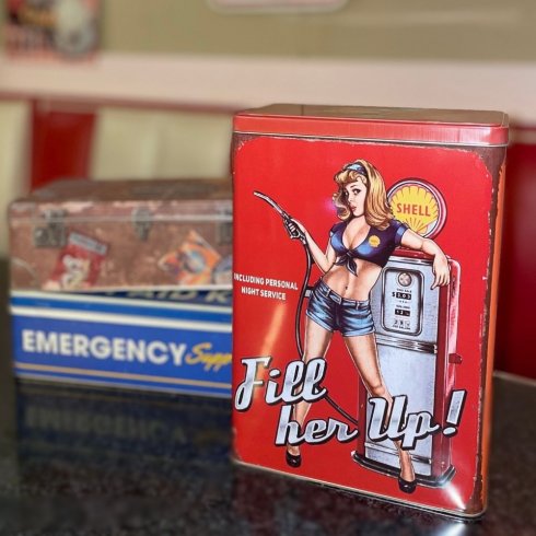 Retroburk Bensinmackar röd ca 4 liter