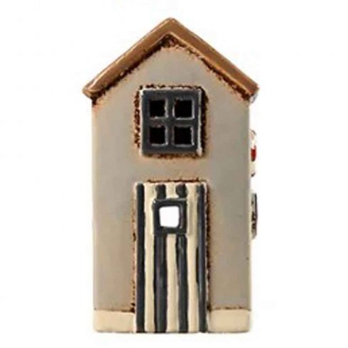 Keramikhus Sjöbod Grå för värmeljus 14,5 cm