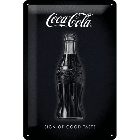 Coca cola taste (black) plåtskylt 20x30cm