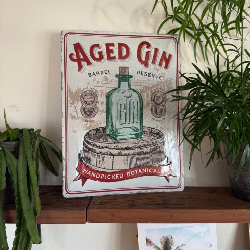 Plåtskylt Aged gin 30x40 cm