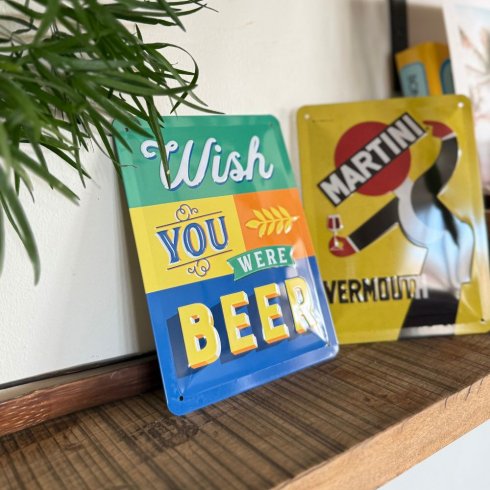 Plåtskylt Wish you were beer 15x20 cm