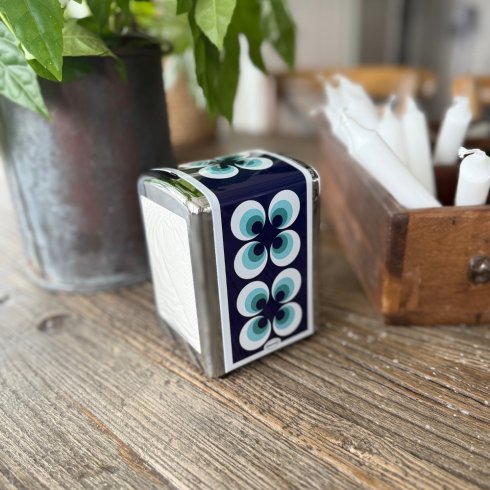 Servettställ Retroblommor Blå