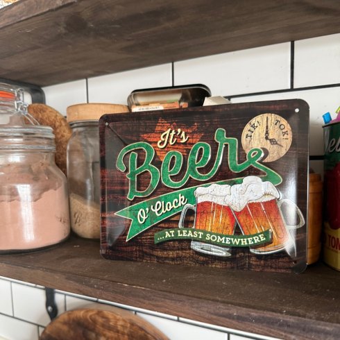 Plåtskylt Beer o'clock glasses 15x20 cm