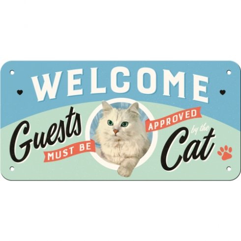 Plåtskylt med hänge welcome cats