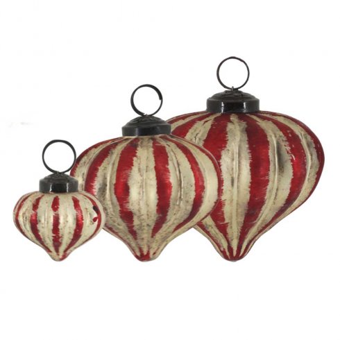 Julgranskulor droppformade 3 set Cherry champagne