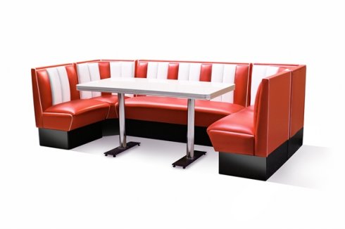 Diner booth komplett med bord 270 cm