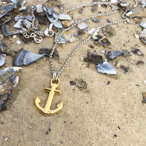 Marint Ankarhalsband Anchors´s aweigh Stål/Guld