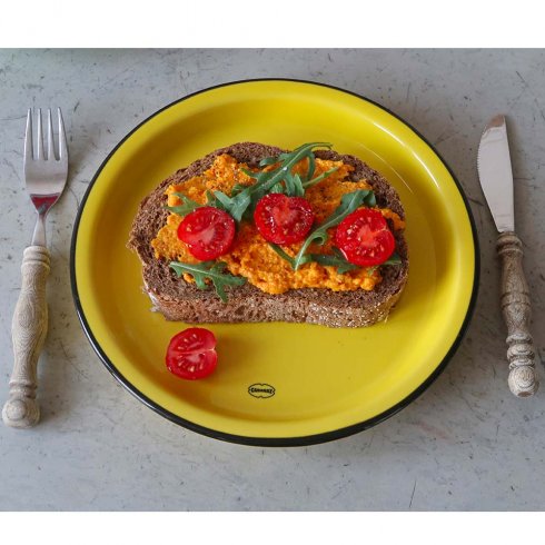 Assiett i retrostil Cabanaz 22 cm - Gul