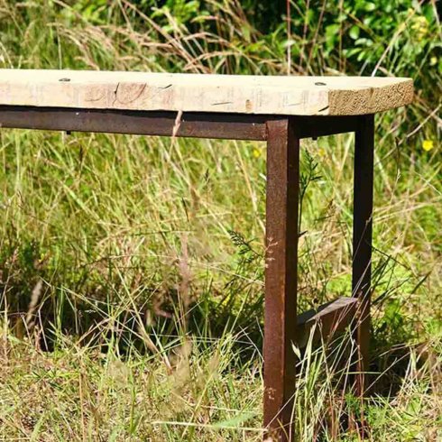 Lång Träbänk i återvunnet trä 205 cm 