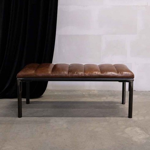 Bänk l järn & läder 120 cm Trademark Living