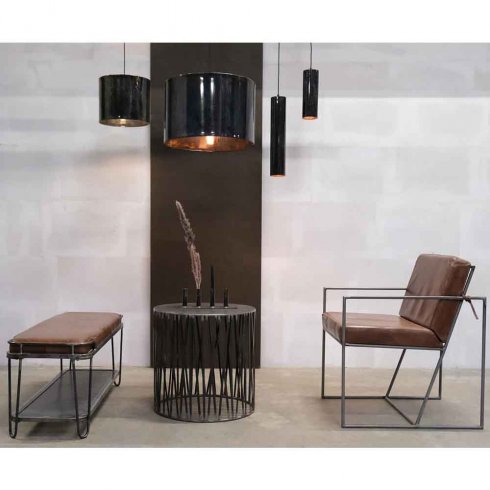 Järnbänk med lädersits 118 cm Trademark Living