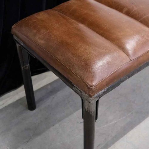 Bänk l järn & läder 120 cm Trademark Living