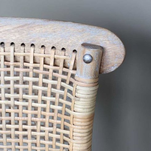 Fransk barstol med sits och ryggstöd i rotting, sitthöjd 65 cm