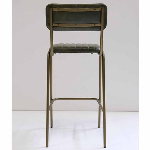 Barstol Diner Grön/Mässing med Quiltad i läder Trademark Living