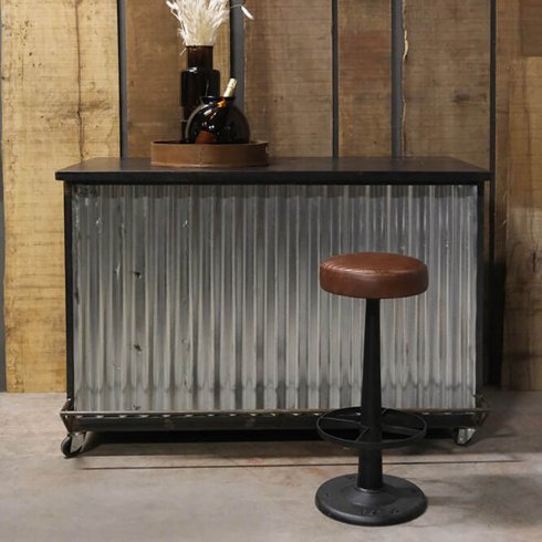 Barstol Bowie med quiltad lädersits Trademark Living