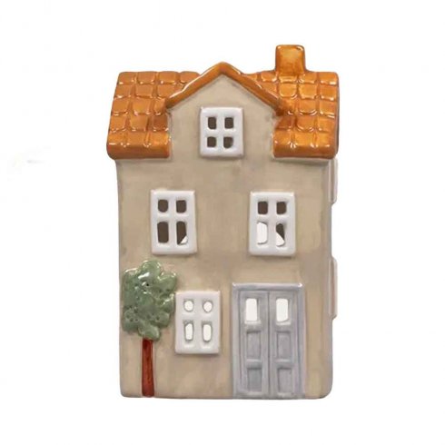 Keramikhus beige för värmeljus 11,7 cm