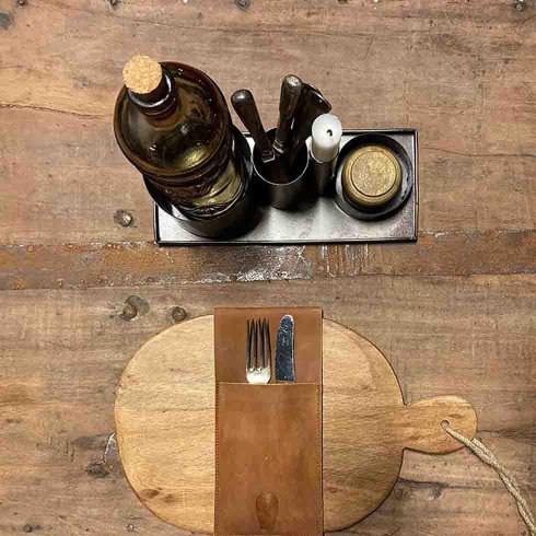 Bestickficka Läder Brun