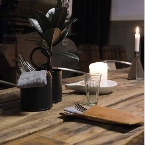 Bestickficka Läder Brun