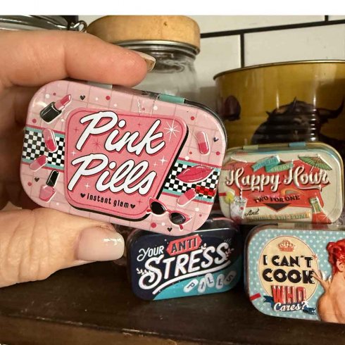 Pillerask Pink Pills - med mintpastiller
