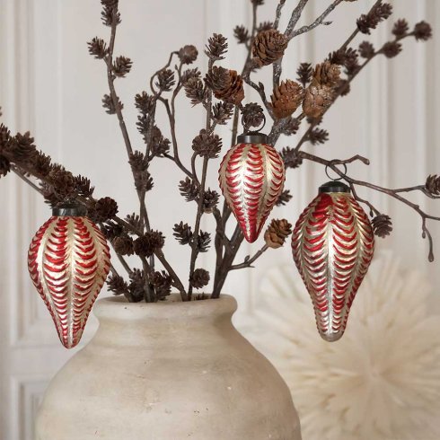 Julgranskulor Kotteformade 3 set Cherry champagne
