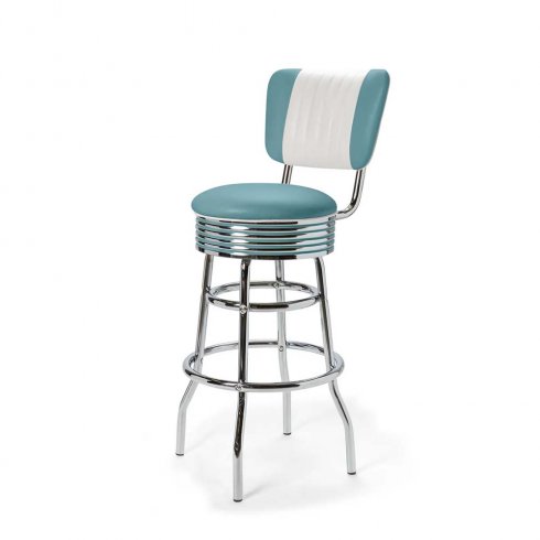 Diner barstol vintage med rygg blå