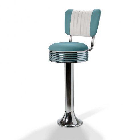 Diner barstol med rygg golvfast blå